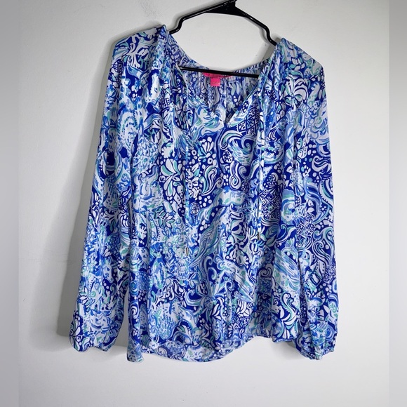 Lilly Pulitzer Blue & White Paisley Print Blouse - Picture 1 of 6